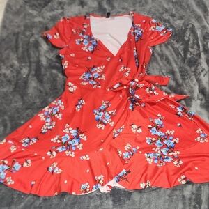 H&M Red and White Floral Dress